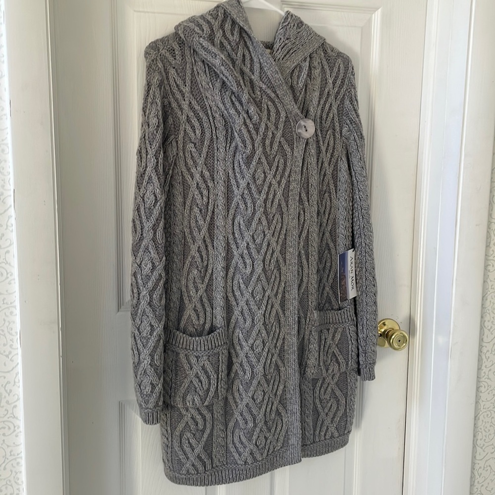 Ireland merino wool hoodie cardigan M